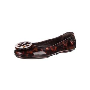 Tory Burch Patent Leather Ballet Flat Animal Print Shoe, Size 8